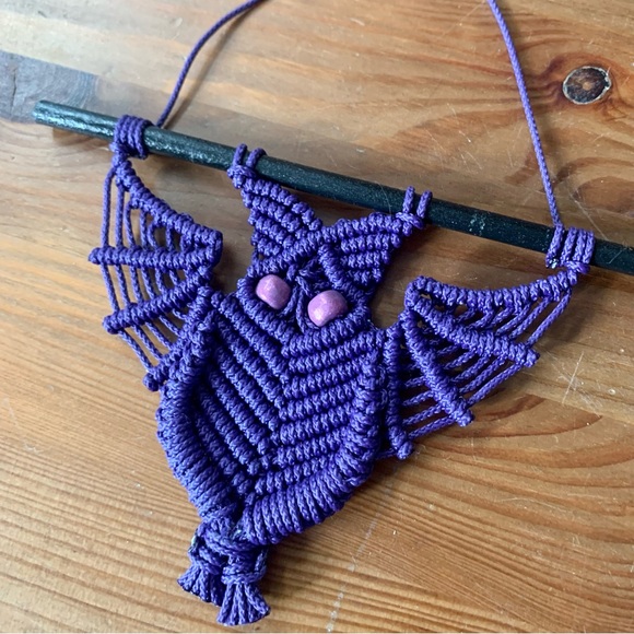Purple Macrame Bat Charm - Picture 1 of 2